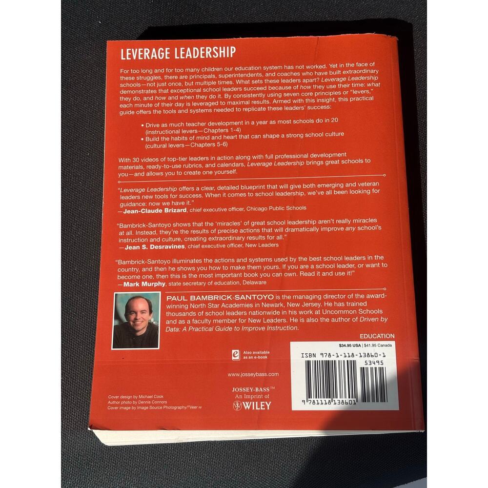 Leverage Leadership Bambrick Santoyo Hardcover Education Leadership Book - Picture 2 of 2